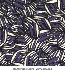 Seamless abstract pattern with the image of geometric broken lines and stripes
