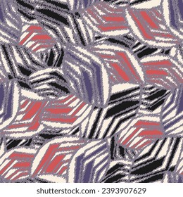 Seamless abstract pattern with the image of geometric broken lines and stripes
