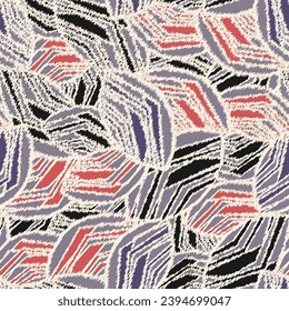 Seamless abstract pattern with the image of geometric broken lines and stripes
