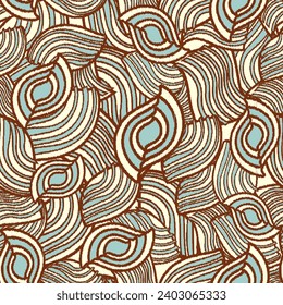 Seamless abstract pattern with the image of geometric elements and stripes
