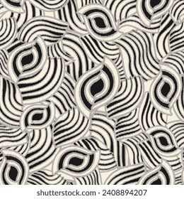 Seamless abstract pattern with the image of geometric elements and stripes

