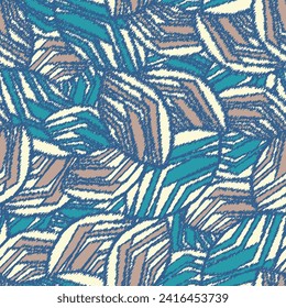 Seamless abstract pattern with the image of geometric broken lines and stripes
