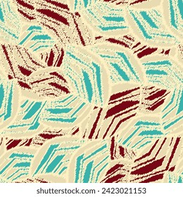 Seamless abstract pattern with the image of geometric broken lines and stripes
