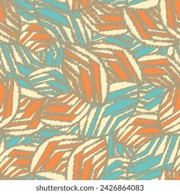 Seamless abstract pattern with the image of geometric broken lines and stripes
