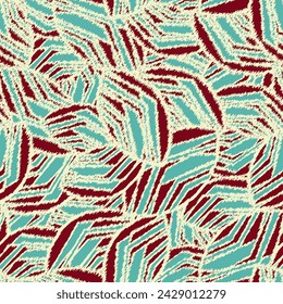 Seamless abstract pattern with the image of geometric broken lines and stripes
