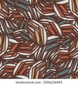 Seamless abstract pattern with the image of geometric broken lines and stripes
