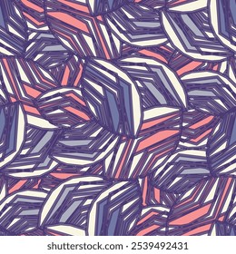 Seamless abstract pattern with the image of geometric broken lines and stripes

