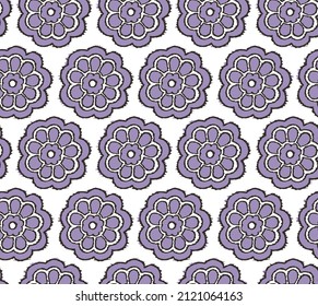 Seamless abstract pattern with the image of ikat flowers. Seamless geometric ornamental vector pattern,purple ikat Seamless floral pattern. 