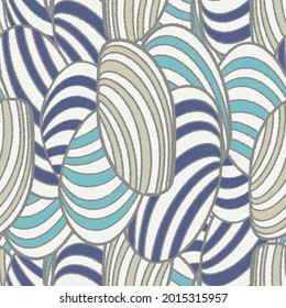 Seamless abstract pattern with the image of oval shapes and stripes.

