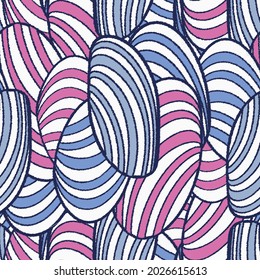 Seamless abstract pattern with the image of oval shapes and stripes.
