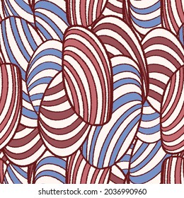 Patrón abstracto sin fisuras con la imagen de formas ovaladas y rayas.
