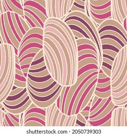 Seamless abstract pattern with the image of oval shapes and stripes.
