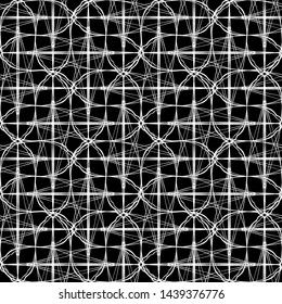 Seamless abstract pattern. Imitation lace. White lace on black background. Black and white graphics. For design and decoration of fabric, paper, Wallpaper and packaging.Mesh pattern.