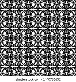 Seamless abstract pattern. Imitation lace. Black lace on white background.Black and white graphics. For design and decoration of fabric, paper, Wallpaper and packaging.Grid pattern.