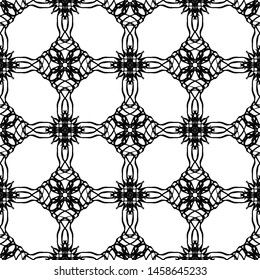 Seamless abstract pattern. Imitation lace. Black lace on white background.Black and white graphics. For design and decoration of fabric, paper, Wallpaper and packaging.Grid pattern.
