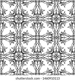 Seamless abstract pattern. Imitation lace. Black lace on white background.Black and white graphics. For design and decoration of fabric, paper, Wallpaper and packaging.Grid pattern.
