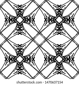 Seamless abstract pattern. Imitation lace. Black lace on white background.Black and white graphics. For design and decoration of fabric, paper, Wallpaper and packaging.Grid pattern.