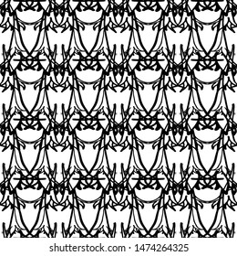Seamless abstract pattern. Imitation lace. Black lace on white background.Black and white graphics. For design and decoration of fabric, paper, Wallpaper and packaging.Grid pattern.