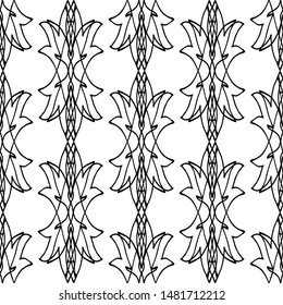 Seamless abstract pattern. Imitation lace. Black lace on white background.Black and white graphics. For design and decoration of fabric, paper, Wallpaper and packaging.