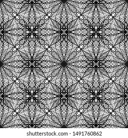 Seamless abstract pattern. Imitation lace. Black lace on white background.Black and white graphics. For design and decoration of fabric, paper, Wallpaper and packaging.Grid pattern.