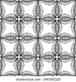 Seamless abstract pattern. Imitation lace. Black lace on white background.Black and white graphics. For design and decoration of fabric, paper, Wallpaper and packaging.Grid pattern.