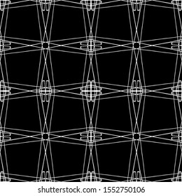 Seamless abstract pattern. Imitation lace. White lace on black background. Black and white graphics. For design and decoration of fabric, paper, Wallpaper and packaging.Mesh pattern.Layered pattern.