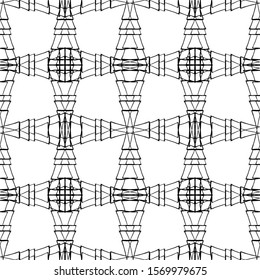 Seamless abstract pattern. Imitation lace. White lace on black background. Black and white graphics. For design and decoration of fabric, paper, Wallpaper and packaging.Mesh pattern.Layered pattern.
