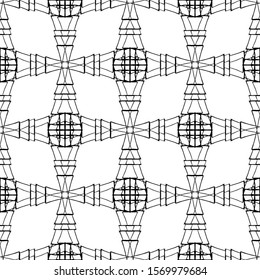 Seamless abstract pattern. Imitation lace. White lace on black background. Black and white graphics. For design and decoration of fabric, paper, Wallpaper and packaging.Mesh pattern.Layered pattern.