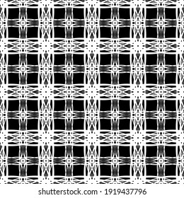 Nahtlose abstrakte Muster. Nachahmung. Weiße Spitzen auf schwarzem Hintergrund. Schwarz-Weiß-Grafik. Für Design und Dekoration von Stoff, Papier, Tapete und Verpackung.Mesh Muster.