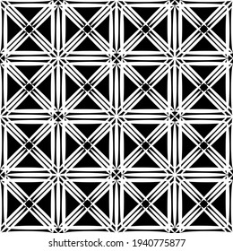 Nahtlose abstrakte Muster. Nachahmung. Weiße Spitzen auf schwarzem Hintergrund. Schwarz-Weiß-Grafik. Für Design und Dekoration von Stoff, Papier, Tapete und Verpackung.Mesh Muster.