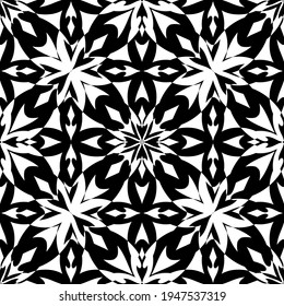 Nahtlose abstrakte Muster. Nachahmung. Weiße Spitzen auf schwarzem Hintergrund. Schwarz-Weiß-Grafik. Für Design und Dekoration von Stoff, Papier, Tapete und Verpackung.Mesh Muster.