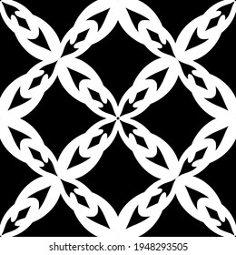 Seamless abstract pattern. Imitation lace. White lace on black background. Black and white graphics. For design and decoration of fabric, paper, Wallpaper and packaging.Mesh pattern.