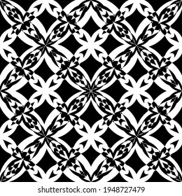 Seamless abstract pattern. Imitation lace. White lace on black background. Black and white graphics. For design and decoration of fabric, paper, Wallpaper and packaging.Mesh pattern.