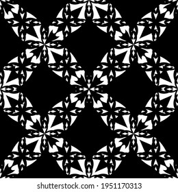 Seamless abstract pattern. Imitation lace. White lace on black background. Black and white graphics. For design and decoration of fabric, paper, Wallpaper and packaging.Mesh pattern.