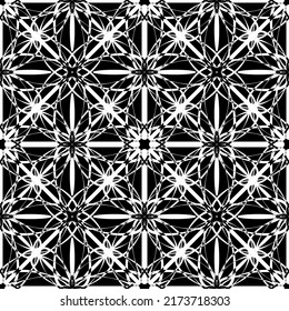 Nahtlose abstrakte Muster. Nachahmung. Weiße Spitzen auf schwarzem Hintergrund. Schwarz-Weiß-Grafik. Für Design und Dekoration von Stoff, Papier, Tapete und Verpackung.Mesh Muster.