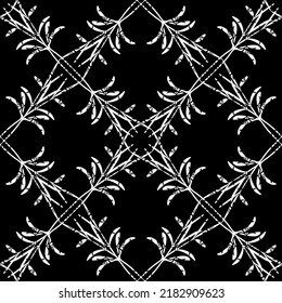 Seamless abstract pattern. Imitation lace. White lace on black background. Black and white graphics. For design and decoration of fabric, paper, Wallpaper and packaging.Mesh pattern.