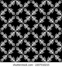 Seamless abstract pattern. Imitation lace. White lace on black background. Black and white graphics. For design and decoration of fabric, paper, Wallpaper and packaging.Mesh pattern.