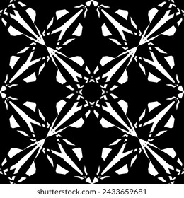 Seamless abstract pattern. Imitation lace. White lace on black background. Black and white graphics. For design and decoration of fabric, paper, Wallpaper and packaging.Mesh pattern.