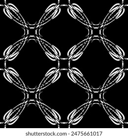 Patrón abstracto sin fisuras. Imitación de encaje. Encaje blanco sobre fondo negro. Gráficos en blanco y negro. Para el diseño y la decoración de tela, papel, Fondo de pantalla y embalaje.