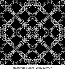 Patrón abstracto sin fisuras. Imitación de encaje. Encaje blanco sobre fondo negro. Gráficos en blanco y negro. Para el diseño y la decoración de tela, papel, Fondo de pantalla y embalaje.
