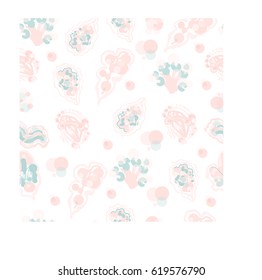 Seamless abstract pattern. Abstract imitation of plant elements of a gentle pink color. Square vector, seamless illustration.