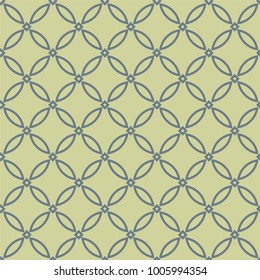 seamless abstract pattern with interacting circles and squares in gray against a yellow background