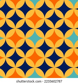 Seamless abstract pattern of intersecting circles, vector illustration. Colorful elements