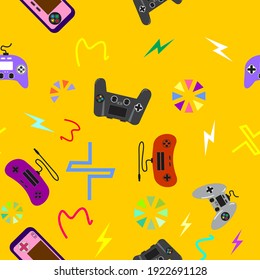 Seamless abstract pattern with joystick game. Print for boys.