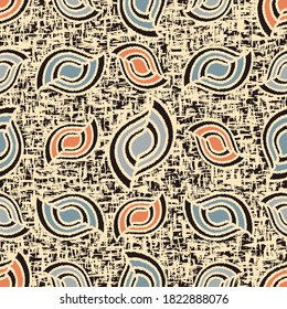 Seamless abstract pattern with jumbled strokes and geometric shapes
