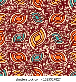 Seamless abstract pattern with jumbled strokes and geometric shapes
