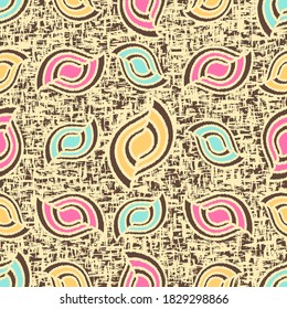 Seamless abstract pattern with jumbled strokes and geometric shapes
