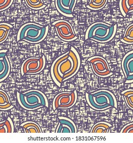 Seamless abstract pattern with jumbled strokes and geometric shapes
