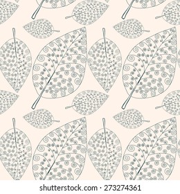 Seamless abstract pattern with lace leaves