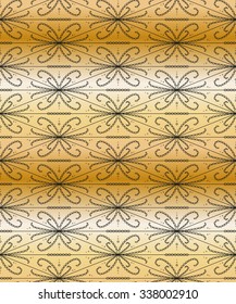 Seamless abstract pattern with lacy shapes. Cute vector illustration on white and gold background.